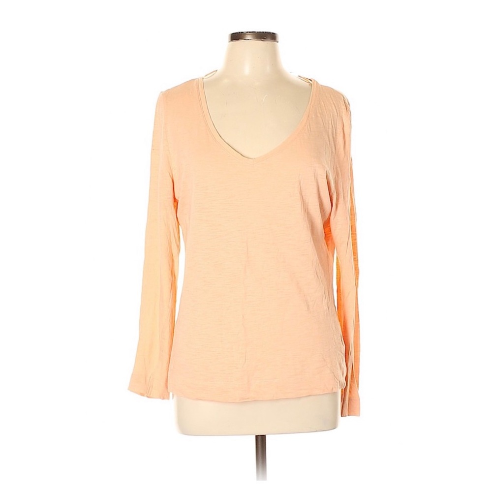 H & M Long Sleeve Top V-Neck Large Orange
